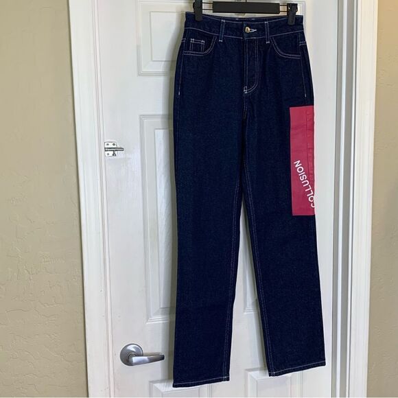 Collusion by ASOS  Dark Wash 90’s Baggy Jeans Ultra High Waisted Size 26 - Picture 3 of 11